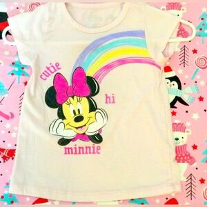 Girls Disney rainbow Minnie Mouse shirt.